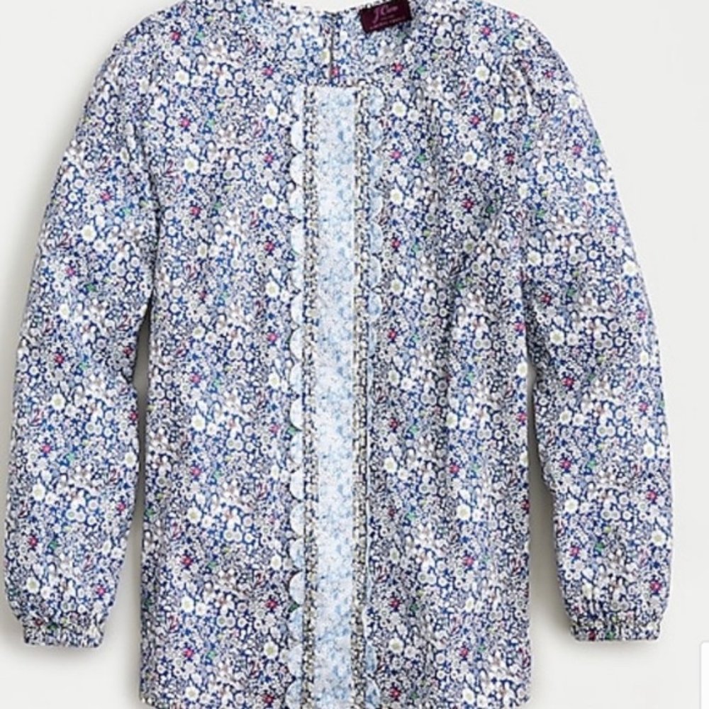 NEW J.CREW Liberty Scalloped Popover Shirt Floral June's Meadow NWT XS